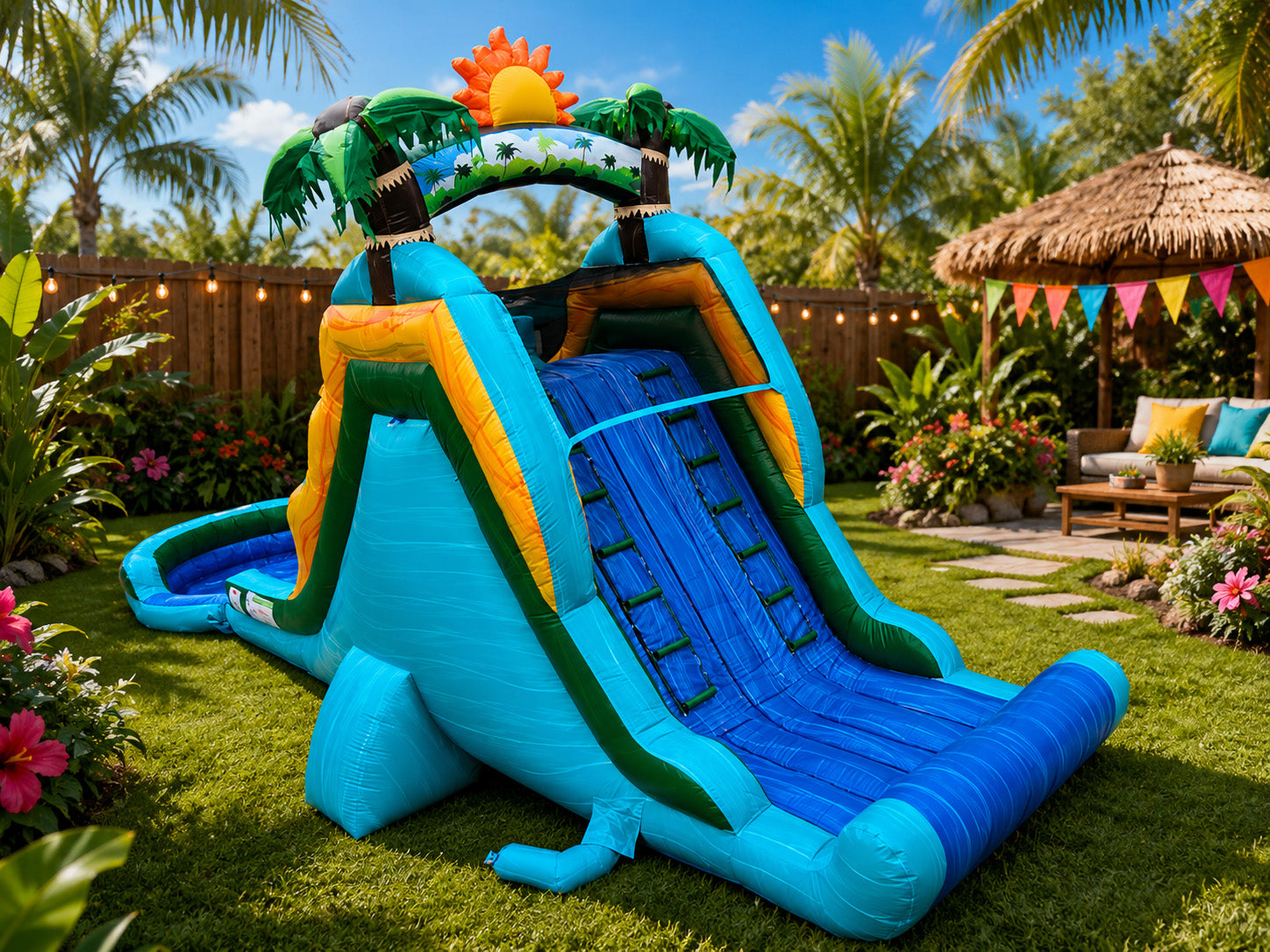 16 FT Dual Lane Back Loader Water Slide