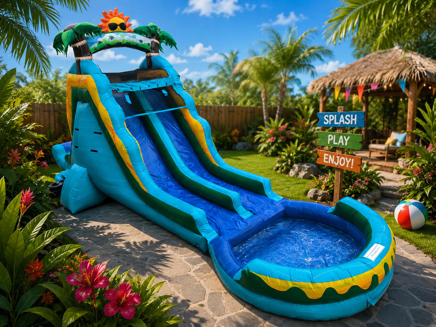 16 FT Dual Lane Back Loader Water Slide Secondary image
