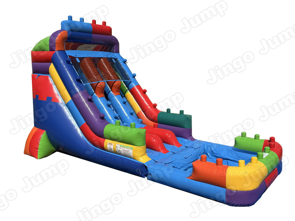 17 FT Dual Lane Brick Blaster Wet and Dry Water Slide (15 oz Vinyl) Main image