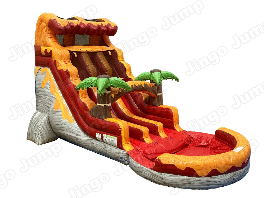 17 FT Dual Lane Volcano Wet and Dry Water Slide (15 oz Vinyl)