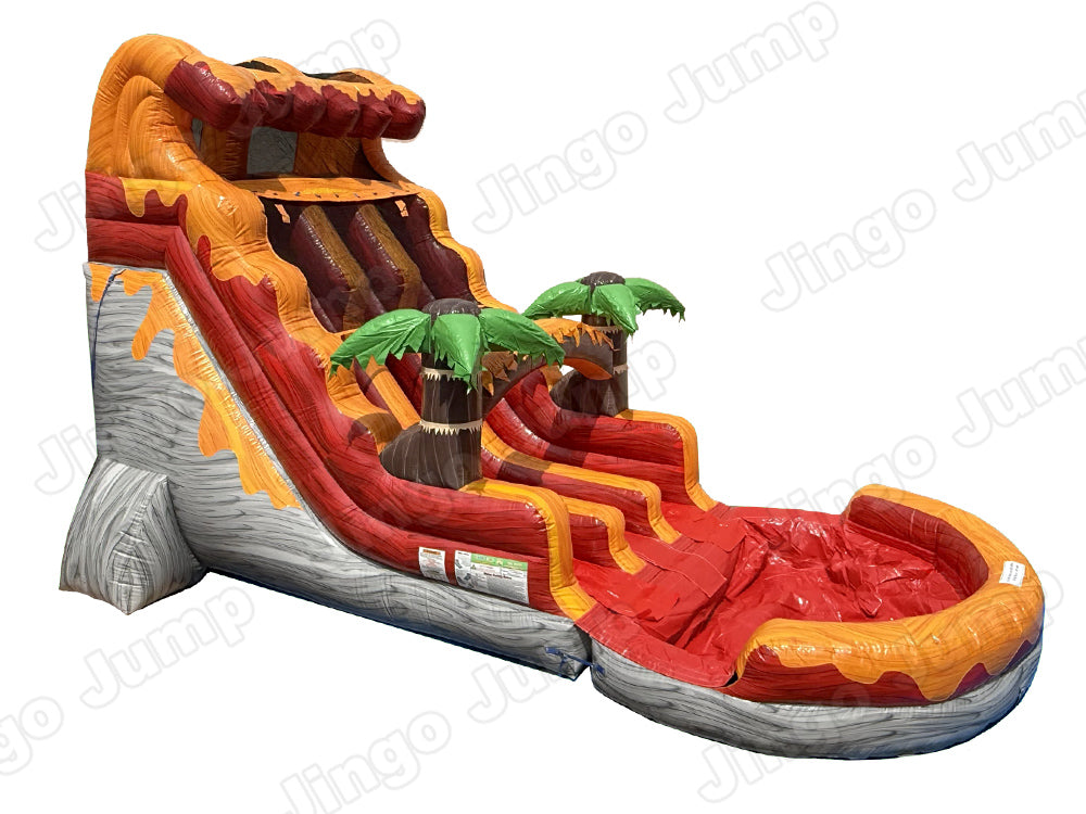 17 FT Dual Lane Volcano Wet and Dry Water Slide (15 oz Vinyl)