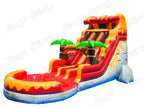 17 FT Dual Lane Volcano Wet and Dry Water Slide (15 oz Vinyl)