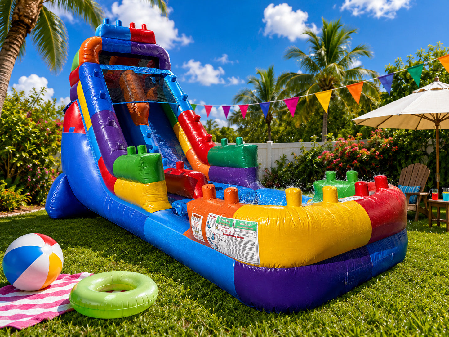 18 FT Light-Commercial Brick Blaster Water Slide