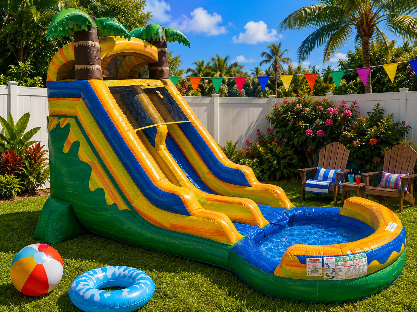 18 FT Light-Commercial Palm Paradise Water Slide Secondary image