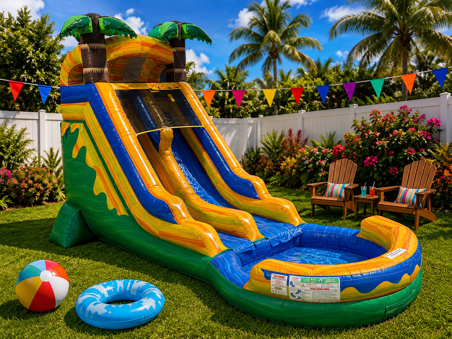 18 FT Light-Commercial Palm Paradise Water Slide