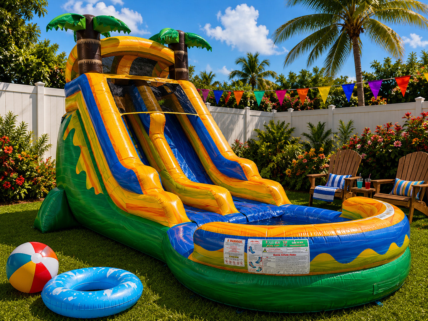 18 FT Light-Commercial Palm Paradise Water Slide