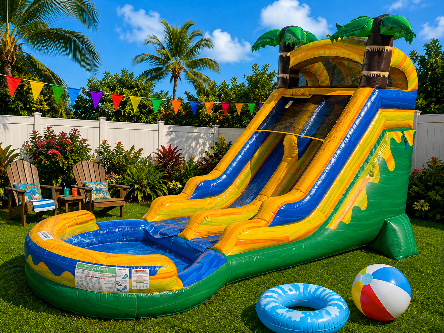 18 FT Light-Commercial Palm Paradise Water Slide