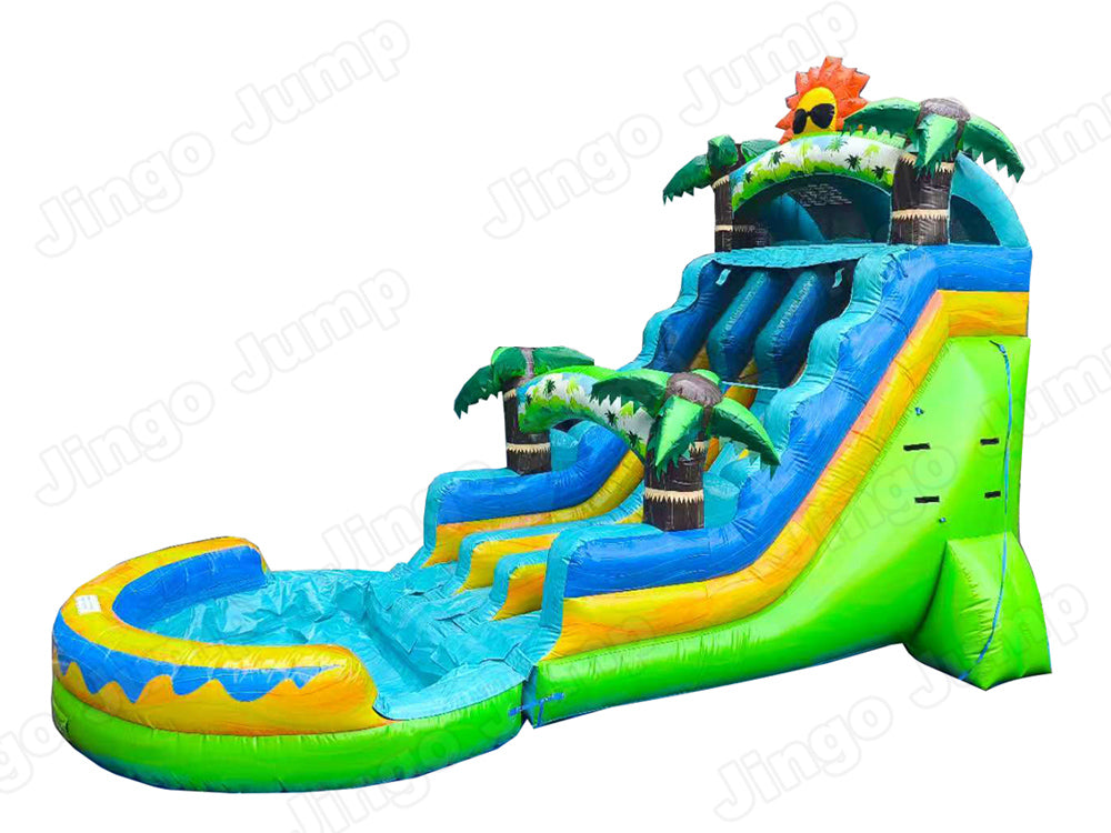 18.5 FT Dual Lane Paradise Splash Wet and Dry Water Slide Main image