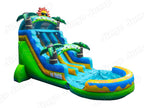 18.5 FT Dual Lane Paradise Splash Wet and Dry Water Slide