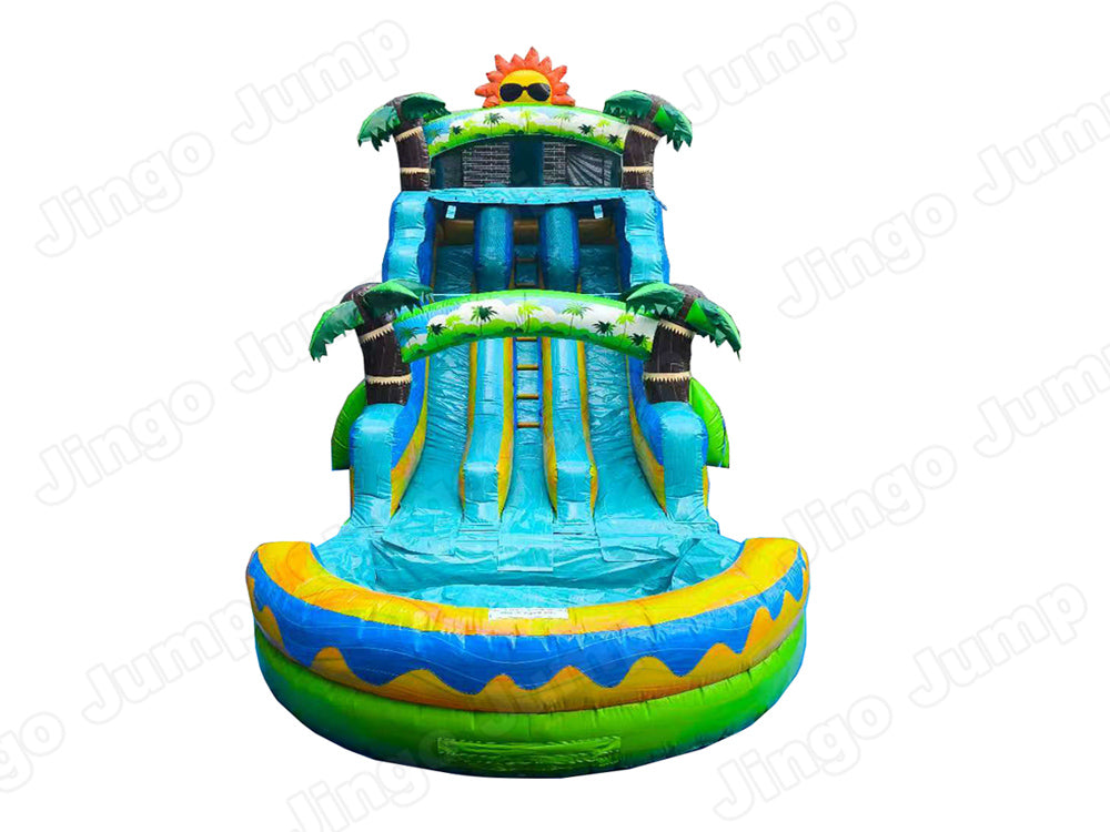 18.5 FT Dual Lane Paradise Splash Wet and Dry Water Slide