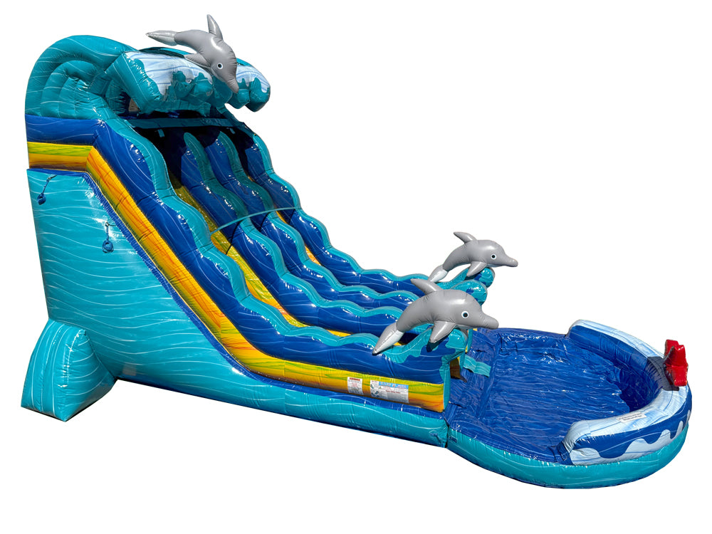 19 FT 2 Lane Dolphins Wave Water Slide.
