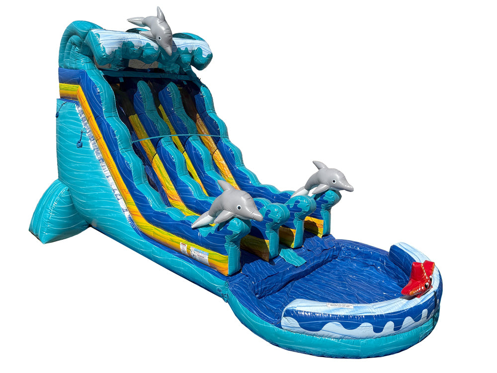 19 FT 2 Lane Dolphins Wave Water Slide.