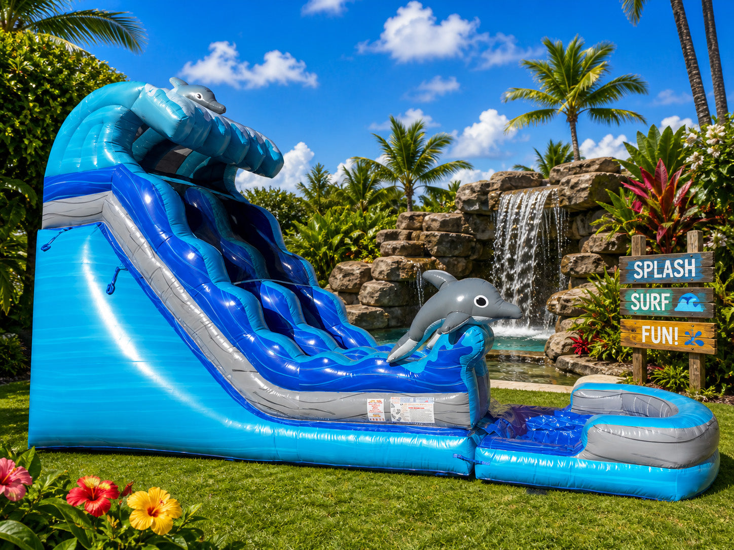 19 FT Dolphins Wave Water Slide.