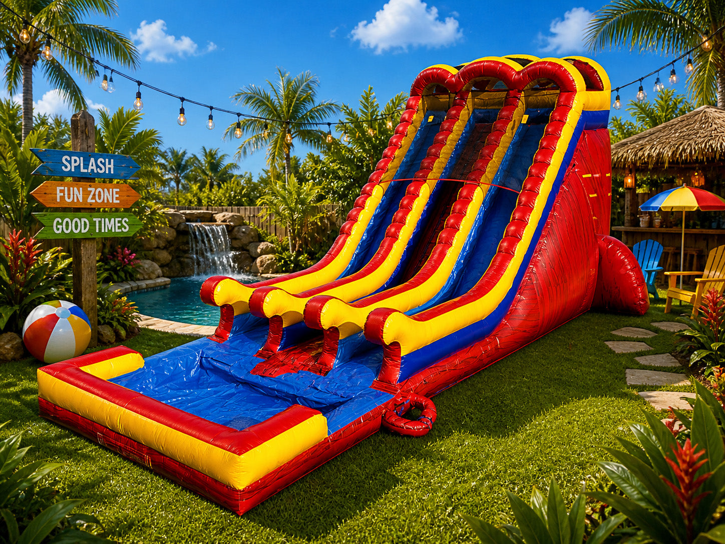 22 FT 2 Lane Unisex Wet-Dry Slide.